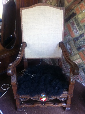 The hessian goes onto the back; hair goes onto the seat