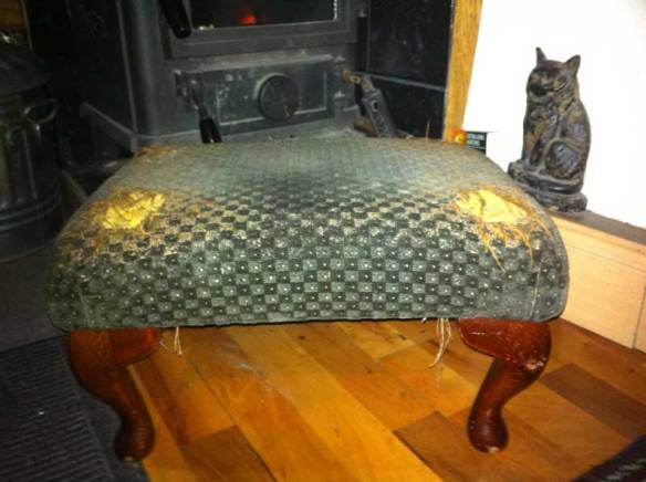 Photo: footstool before re-upholstering