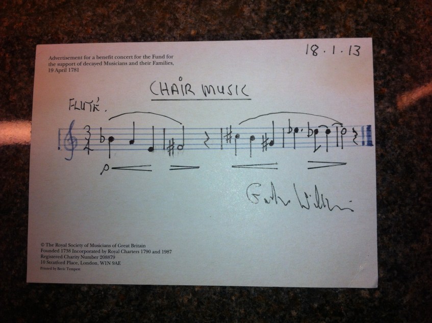 Photo: original Chair Music by composer Graham Williams